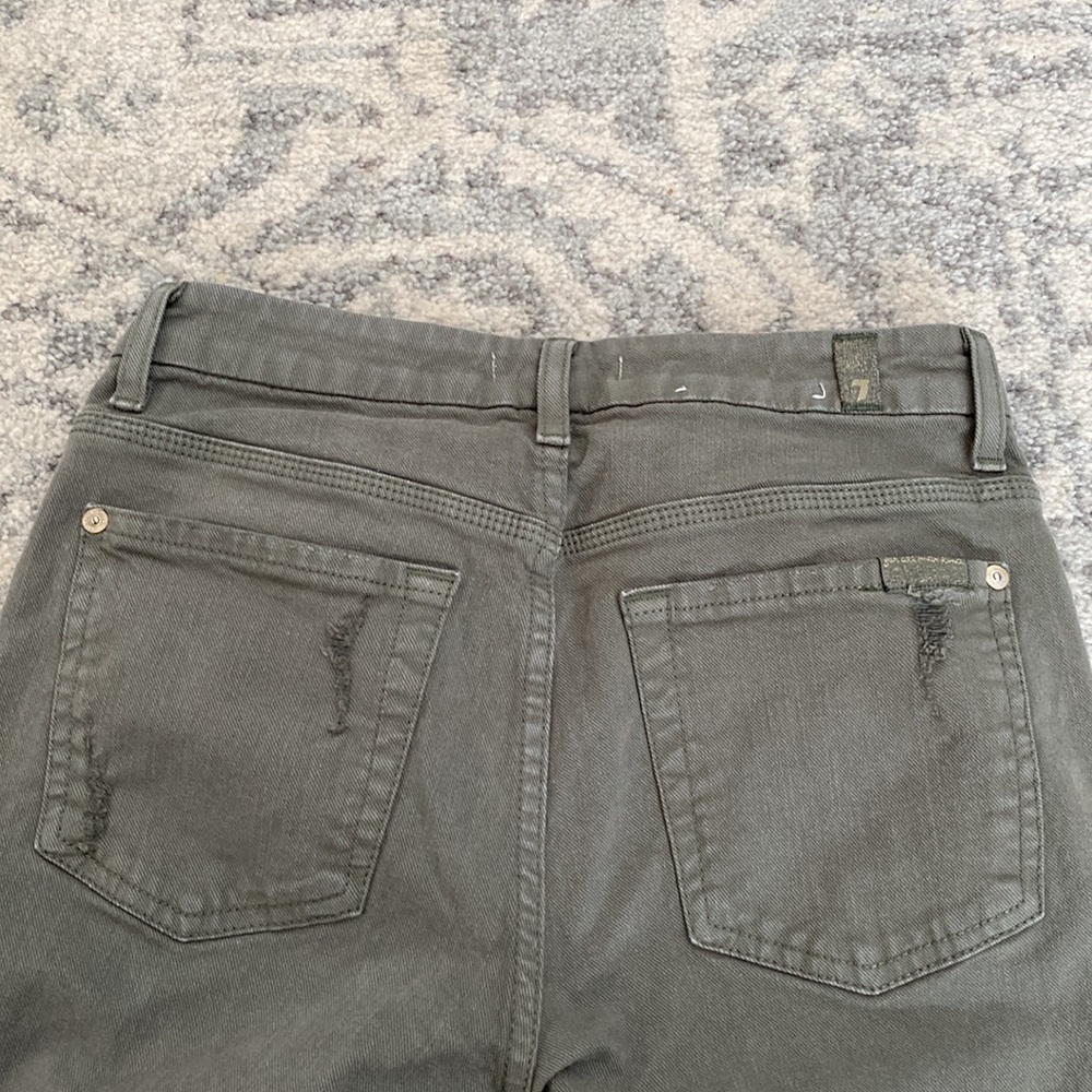 7 for ALL MANKIND MILITARY GREEN DENIM JEANS SZ 27 like new - Picture 6 of 8